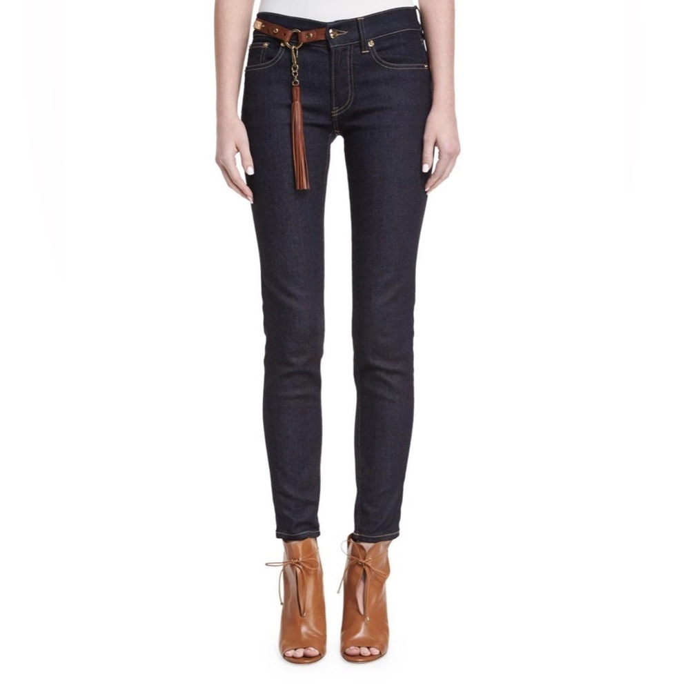 Ralph Lauren Women’s Purple Label Dark Blue Jeans with Brown Belt Size- 26